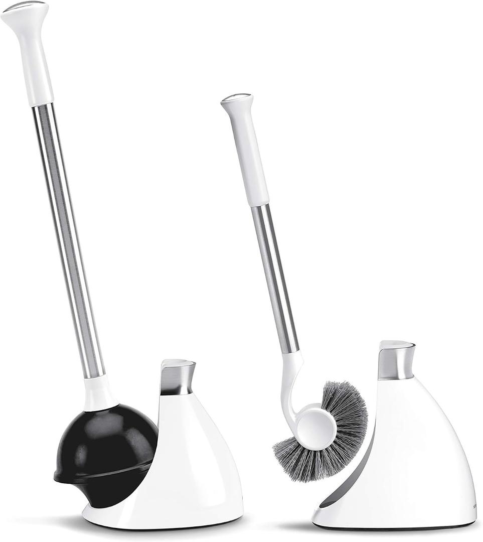 simplehuman Plunger and Toilet Brush Bundle, White