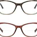 Bifocal Reading Glasses Women Cat Eye Blue Light Blocking Computer Reader Clear Top No Line Transition Ladies Eyewear