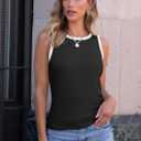 ANRABESS Tank Tops for Women 2025 Summer Casual Crew Neck Color Block Basic Sleeveless T Shirt Fashion Teen Girls Outfits Black Small (Black, S)