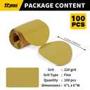100PCS 6 Inch PSA Sanding Discs 220 Grit Self-Adhesive Sandpaper Roll for DA Sanders, Orbital Sanders Gold Aluminum Oxide Sticky Back Abrasive Discs for Automotive, Woodworking, and Metal Polishing