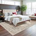RUUGME Living Room 8x12 Area Rug - Soft Washable Rugs with Non Slip Backing Indoor Low Pile Stain Resistant Carpet for Bedroom Dining Room Playroom Vintage Ultra-Thin Home Decor Floor Mat 8X12 Beige