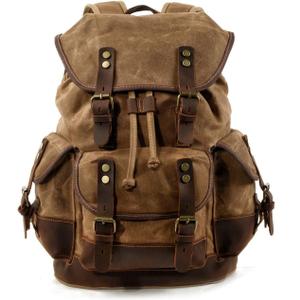 FANDARE Vintage Backpack for Women & Men 15.6 Inch Laptop Backpack Large Capacity Canvas College Bookbag Travel Hiking Work Commuter Daypack Khaki
