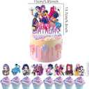 25Pcs Demon Movie Hunters Cake Decorations with 24pcs Cupcake Toppers, 1pcs Happy Birthday Cake Topper, Cartoon Themed Party Supplies, Perfect for Birthday Party Decorations