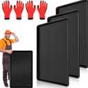 3 Pcs Extra Large Oil Drip Pan  35.4 x 24 x 1.5 Inch, Auto Oil Change Drain Tray, Heavy Duty Plastic Drip Tray for Cars, Trucks, Washing Machines & More + Oil Spill Catcher with 2 Pairs of Gloves (3PCS)