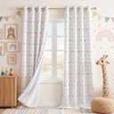 MEETSKY 100% Blackout Curtains for Kids Bedroom 95 Inch Length 2 Panels,Full Light Blocking Curtains for Living Room Grommet Thermal Insulated 2 Layer Drapes with Rainbow Pom Pom Sheer 52" W x 95" L