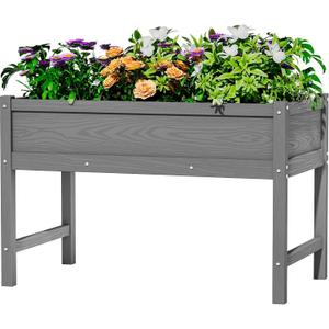 Weatherproof Raised Garden Bed, HDPE Outdoor Elevated Planter Box with Legs, Garden Box, Flower Beds for Patio, Deck, Balcony (Grey), 39x21x25in