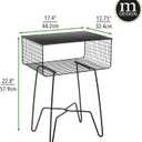 mDesign Steel Side Table Nightstand with Storage Shelf Basket for Bedroom, Living Room, Home Office; Rustic Bedside End Table, Industrial Modern Accent Furniture - Concerto Collection - Black, 12.75 in x 17.4 in x 23.4 in