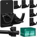 No-Drill Curtain Rod Brackets, 6 Pack Adhesive Holders for Rental Homes
