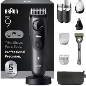 Braun Series 9 All-in-One Beard & Body Grooming Kit for Men, Cordless Trimmer, Hair Clippers & Shaver for Face, Hair & Body with Gillette Labs Razor, AIO 9535