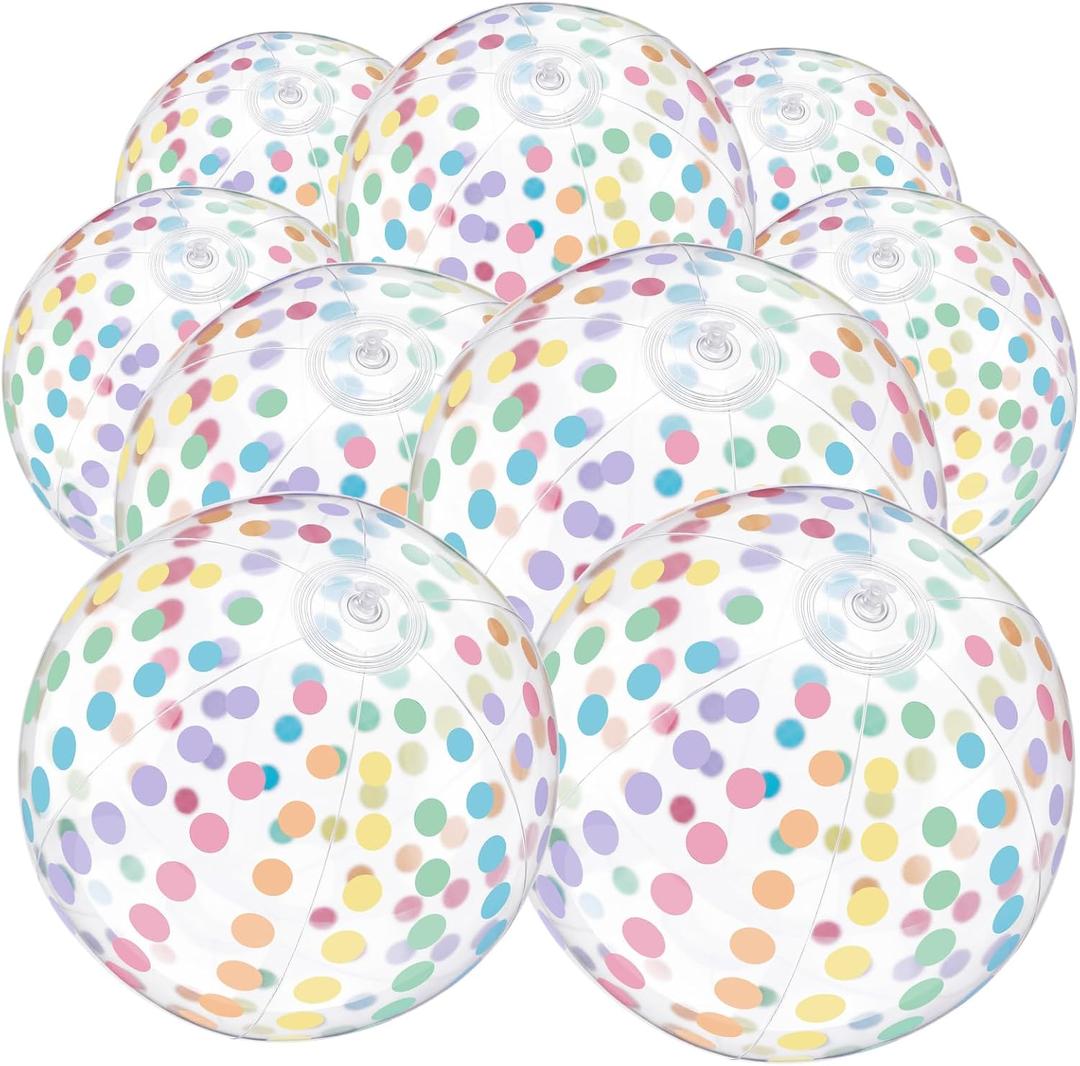 Soulchen 12 Pcs 16 Inch Pastel Inflatable Beach Balls Bulk Large Polka Dot Beach Balls Water Games Floating Toys for Summer Swimming Pool Birthday Party Decorations