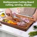 Acacia Wood Cutting Board for Kitchen, 1.5 Thick Chopping Board with Juice Groove, Sorting Compartment Charcuterie Board, 16x12x1.5 Inch Butcher Block