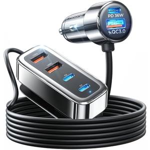AINOPE 108W USB C Car Charger with 6 Fast Charging Ports, Road Trip Essentials Cigarette Lighter Car Travel Essentials for Long Trips Kids for iPhone 16 15 Pro Max 14 iPad S24 S25 Hire Tablet 17