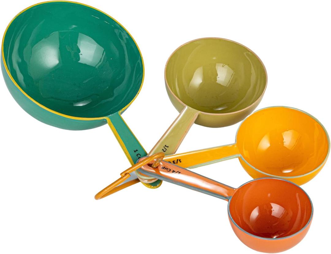Creative Co-Op Enameled Stainless Steel Measuring Spoons, Multicolor, Set of 4