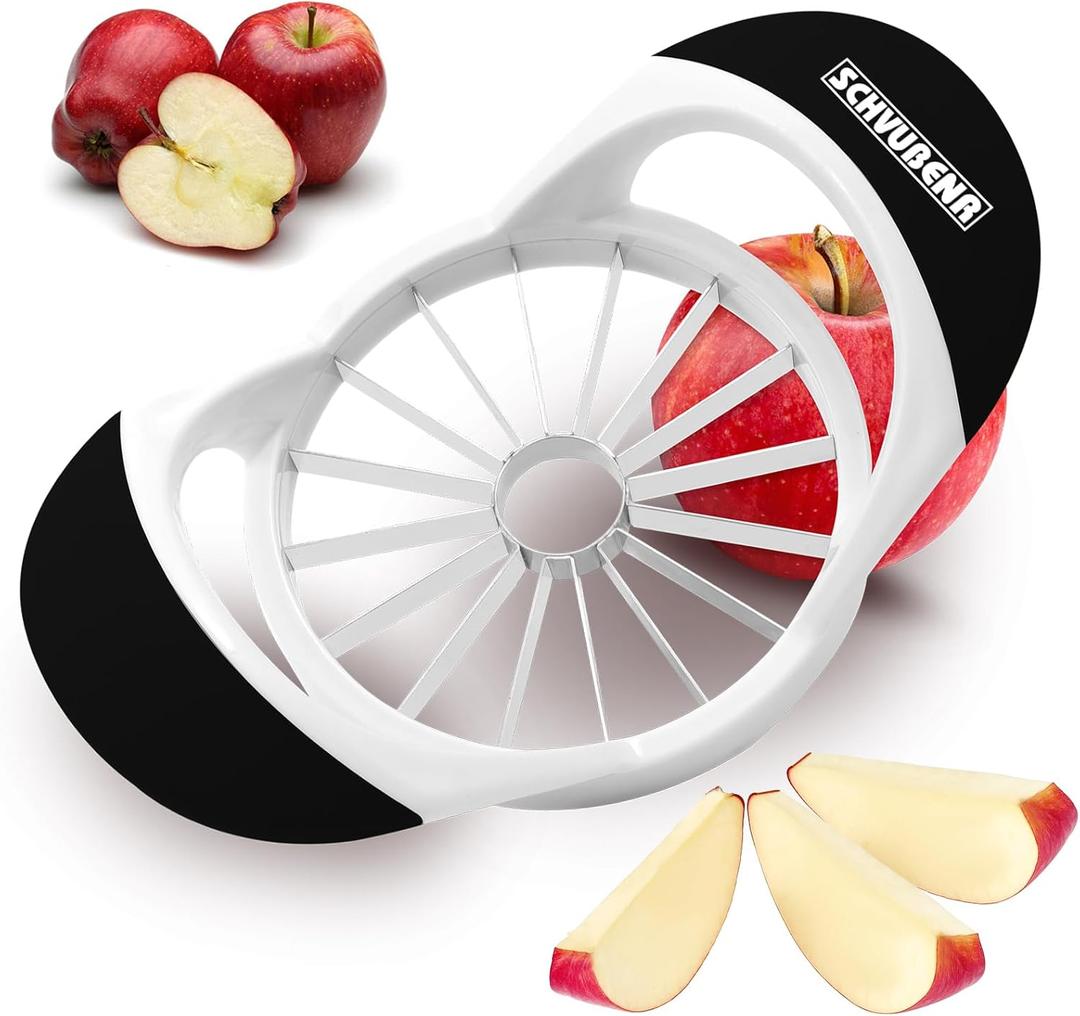 SCHVUBENR 16-Blade Apple Slicer and Corer - 4.72 Inch Sharp Stainless Steel Apple Cutter - Professional Apple Divider Tool for Quick Slices - Easy to Use & Clean - Slice Fruits with Ease - Black