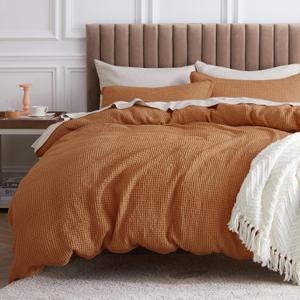 Bedsure Cotton Duvet Cover King - 100% Cotton Waffle Weave Hazel Duvet Cover King Size, GentleSoft and Breathable Bedding Set for All Season, 3 Pieces, 104"x90" (King (104" x 90"), 06 - Hazel (No Comforter))
