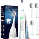 Electric Toothbrush with Water Flosser, 3 Sonic Modes, 5 Flossing Speeds with 3 Brushes + 1 Nozzle, Portable Flossing Toothbrush Combo for Adults Teeth Cleaning Kit for Plaque Removal,White
