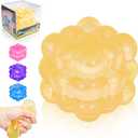 2 x Squishy Stress Cube, High Density Stress Cube Fidget Toys, Slow Rising Sensory Stress Balls for Autism, Kids and Adults, Sugar Squishy Toys for Classroom Prizes, Cube Squishy for Party Favors (yellow)