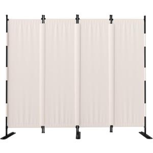 GOJOOASIS Room Divider 4 Panel Folding Privacy Screen, Portable Small Room Dividers Partition 88" Wall Dividers for Room Separation Upgrated Seamless Accordion Room Divider (White, Type A)