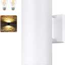 Outdoor Wall Light, Exterior Lighting - ETL Listed, 2 Light Bulbs Included, Aluminum Waterproof Wall Mount Cylinder Design - Up Down Light Fixture for Porch, Backyard and Patio