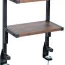 VIVO Clamp-on 13 inch Above or Below Desk 2-Tier Shelving Unit for Table Accessories, Gaming Devices, and More, Storage Tray, Desktop Organizer, Rustic Vintage Brown, STAND-SHELF2C-N