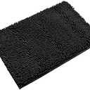 Non-Slip Bath Rug, Extra Soft Microfiber Bedroom Shag Carpet with Anti-Slip Backing, Water/Dust Absorbent Fast Dry Shower Mat, Sound Insulated Stairs Pad, Machine Washable (Black, 20 x 29Inches)