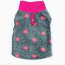 Dog Sweater, Soft Fleece Vest with Leash Ring Pullover Jacket Winter Pet Dog Clothes for Puppy Small Dogs Cats Teddy Chihuahua Yorkshire for Christmas (L, Grey, Pink Heart)