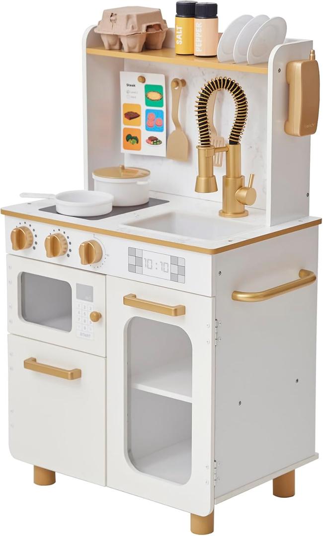 Teamson Kids Little Chef Memphis Play Kitchen, White/Gold