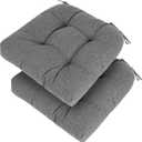 Set of 2 Outdoor Chair Cushions Water-Repellent Tufted Seat Cushions for Patio Furniture 19 x 19 x 5 Inch Patio Cushion for Rocking, Camping, Kitchen Chairs Grey