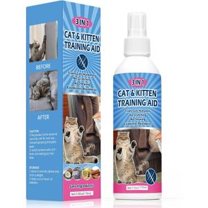 Natural Cat Deterrent Spray, 8.45 FL Oz Cat Repellent Indoor for Cat and Kitten, Anti-Scratch Cat Training Spray for Furniture, Curtain, Floor & Plant, Indoor & Outdoor Use