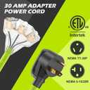 30 Amp to 110V 20 Amp RV Distribution Adapter, NEMA TT-30P to 5-15R/5-20R T-Blade Household Connectors,RV/Generator Adapter Cord with LED Indicator,10 Gauge 12 inch