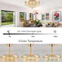 36" Retractable Chandelier Ceiling Fan with Lights, Crystal Dimmable Fandelier Ceiling Fan with Light and Remote for Bedroom Living Room,Gold