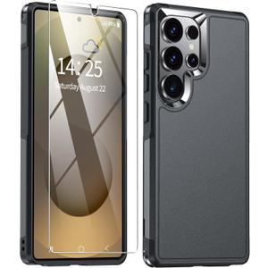ANTSHARE for Samsung Galaxy S25 Ultra Case, S25 Ultra Case with Tempered Glass Screen Protector, [Military-Grade Drop Protection] Heavy Duty Shockproof Phone Case for Galaxy S25 Ultra 5G, Black
