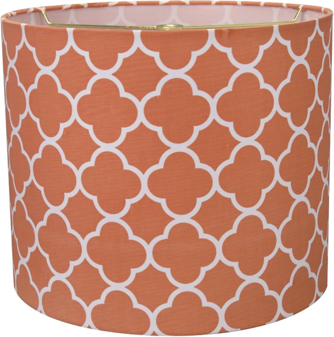 Aspen Creative 31096A Transitional Drum (Cylinder) Shaped Spider Construction Lamp Shade in Orange, 12" wide (12" x 12" x 10")