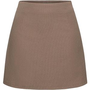 Timormode Mini Skirts for Women High Waisted Corduroy A-Line Skirt 2025 Basic Casual Fall Winter Pencil Short Skirts TMS8012 Brown L