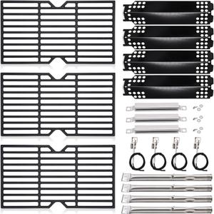 Grill Replacement Parts for Charbroil 4 Burner 463436215, 463439915, 463436213, 463436214, G432-001N-W1, 16 7/8" Cast Iron Grill Grates, Burner Tubes, Heat Plates, Carryover Tubes, Igniters.