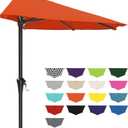 AreShark 9FT Half Patio Umbrella, Outdoor Wall Umbrella with Crank & 5 Sturdy Ribs, Table 1/2 Umbrella Patio for Garden, Deck, Balcony and Pool, Orange