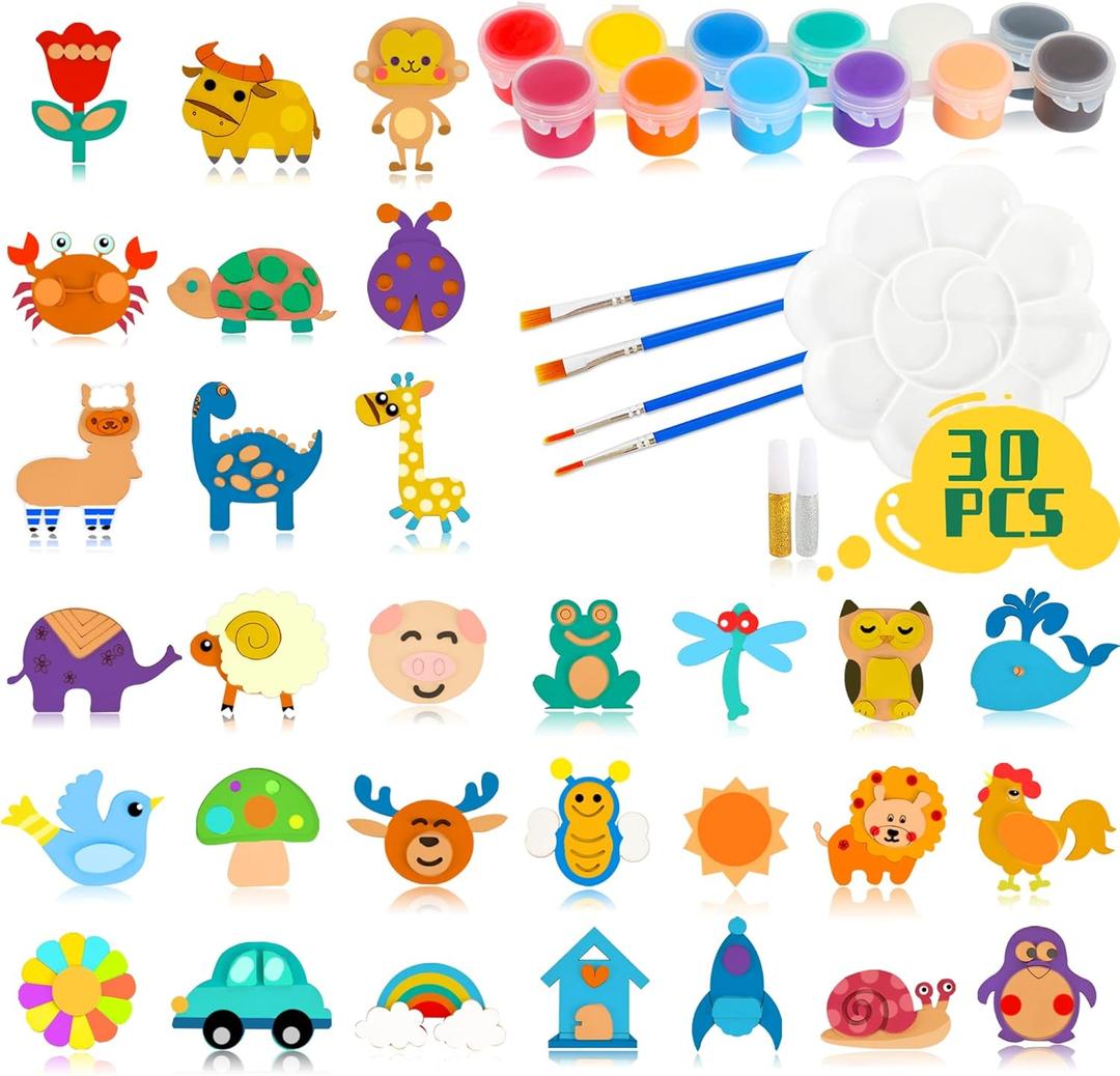 Glintoper 30 Wooden Magnet Painting Craft Kit, Paint Your Own Easter Art and Craft Supplies, Basket Stuffers Party Favors for Boys Girls, Classroom Prize Goodie Bag Gifts Glintoper 30 Wooden Magnet Painting Craft Kit, Paint Your Own Easter Art and Craft Supplies, Basket Stuffers Party Favors for Boys Girls, Classroom Prize Goodie Bag Gifts