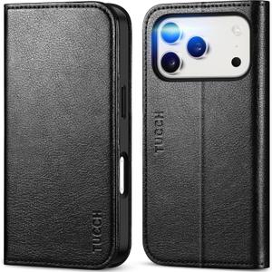 TUCCH Case Wallet for iPhone 17 Pro (6.3") 2025, RFID Blocking, 3 Card Holders, Kickstand, PU Leather, Protective Flip Folio Cover, TPU Shockproof Interior Shell, Textured Black