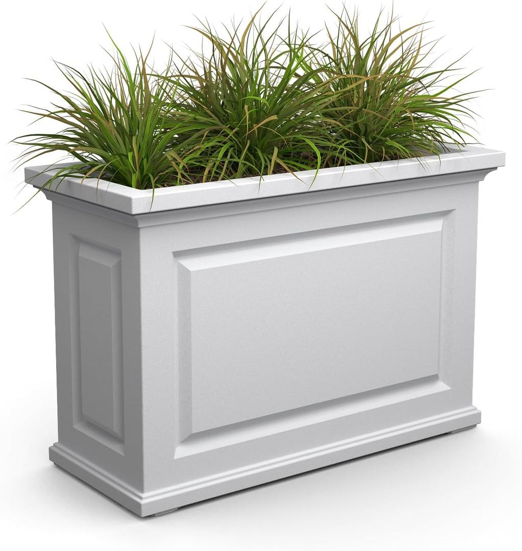 Mayne Nantucket Trough Planter Self-Watering, Weather-Resistant Planter for Flowers Durable Outdoor Design for Patio, Porch, or Entryway, 36" L x 16" W x 24" H