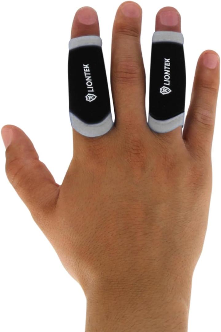 LIONTEK Single Finger Sleeve Pair - Sports Compression Finger Sleeve for BJJ, MMA, Basketball, Weight Lifting, and More (X-Small)