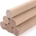 ALBO 1" x 24" Wooden Dowel Rods Set - 5 Pack Birch Natural Heavy Duty Hardwood Craft Sticks Furniture Woodworking Smooth Sanded Finish Railings Supports Decor Crafts Bulk Professional Pack