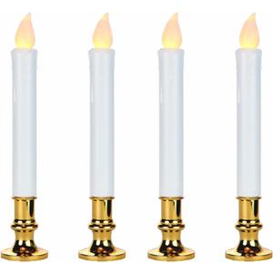 Lily's Home Battery Operated Flameless LED Taper Candles with Timer, Scent and Smoke Free, Safe for Use Around Kids and Pets, Ideal for Holiday Decorations, White (9" Tall, Set of 4)