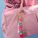 HolidayQbee DIY Bead Keychain Making Kit for Kids Beaded Bag Charm Kit Alphabet Beads Muti-Colorful Heart Pony Bead for Key Chain Making Kit Bag Charm Making Kit Gifts for Boy Girls