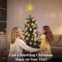 Lewondr Christmas Star Tree Topper, USB Powered Remote Controlled 11 Inch Multilayer Hexagonal Tree Toppers Christmas Decor with 8 Light Modes for Home Holiday Xmas, Timer Function, Gold