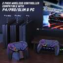 Fanyooge 2 Pack Light-up Controller for PS4/Pro/Slim/PC, 2026 New RGB Controllers with Hall Effect Joystick/1000mAh Battery/Type-C/Vibration/6-Axis Gyro/Headphone Jack/Touch Pad