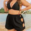 Floerns Women's Plus Size Bow Cut Out Beach Shorts Elastic High Waist Swimsuit Bottom (Black, XL)
