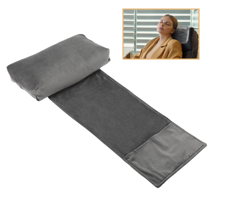 zhuoquan Adjustable Neck Pillow for Recliners & Armchairs: Non-Slip Velvet Cushion for Neck Support & Pain Relief - Ideal for Chairs, Couches, Offices, & Travel - Gray
