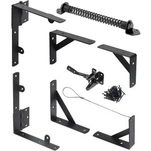 Fence Gate Kit Gate Hardware, 1 Set Anti Sag Gate Kit Gate Frame Cornor Brackets Kit with Self Closing Gate Springs Hings Latchs for Outdoor Garden Backyard Wooden Fence Deck Porch Gate