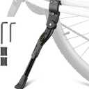 Bike Kickstand Adjustable Aluminium Alloy Bicycle Kickstand Bike Side Kickstand Fit for 22" 24" 26" 28" Mountain Bike Road Bike/BMX/MTB (Black for 22-24-26-27-28 inch bike)