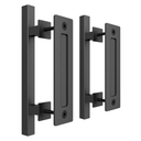 SMARTSTANDARD 2 Pack Barn Door Handles Set, 12" Large Rustic Two-Side Design, Pull and Flush Sliding Door Handle for Gates Garages Sheds Furniture, Black, Square